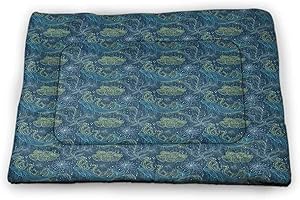 DayDayFun Whale Patterned Pet Pad Colorful Dotted Pattern with Sketch Style Mammal Silhouettes Subaquatic Wildlife Personalized Pet Placemat Multicolor