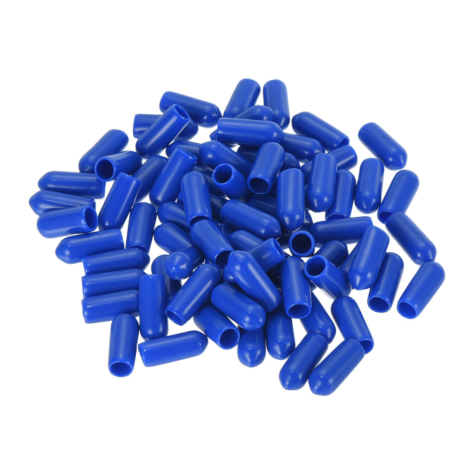 Photo 1 of uxcell 100pcs Rubber End Caps 5mm ID Vinyl Round Tube Bolt Cap Cover Screw Thread Protectors Blue