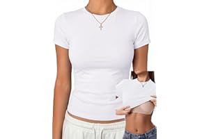 Danysu Nude Built in Bra Cotton Jersey T Shirt No See Through Stretchy Lightweight Fitted Everyday Basic Tops Gym Workout Tee