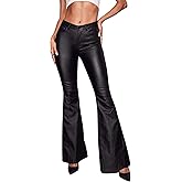 SweatyRocks Women's Casual High Waisted Denim Pants Stretchy Flare Leg Long Jeans