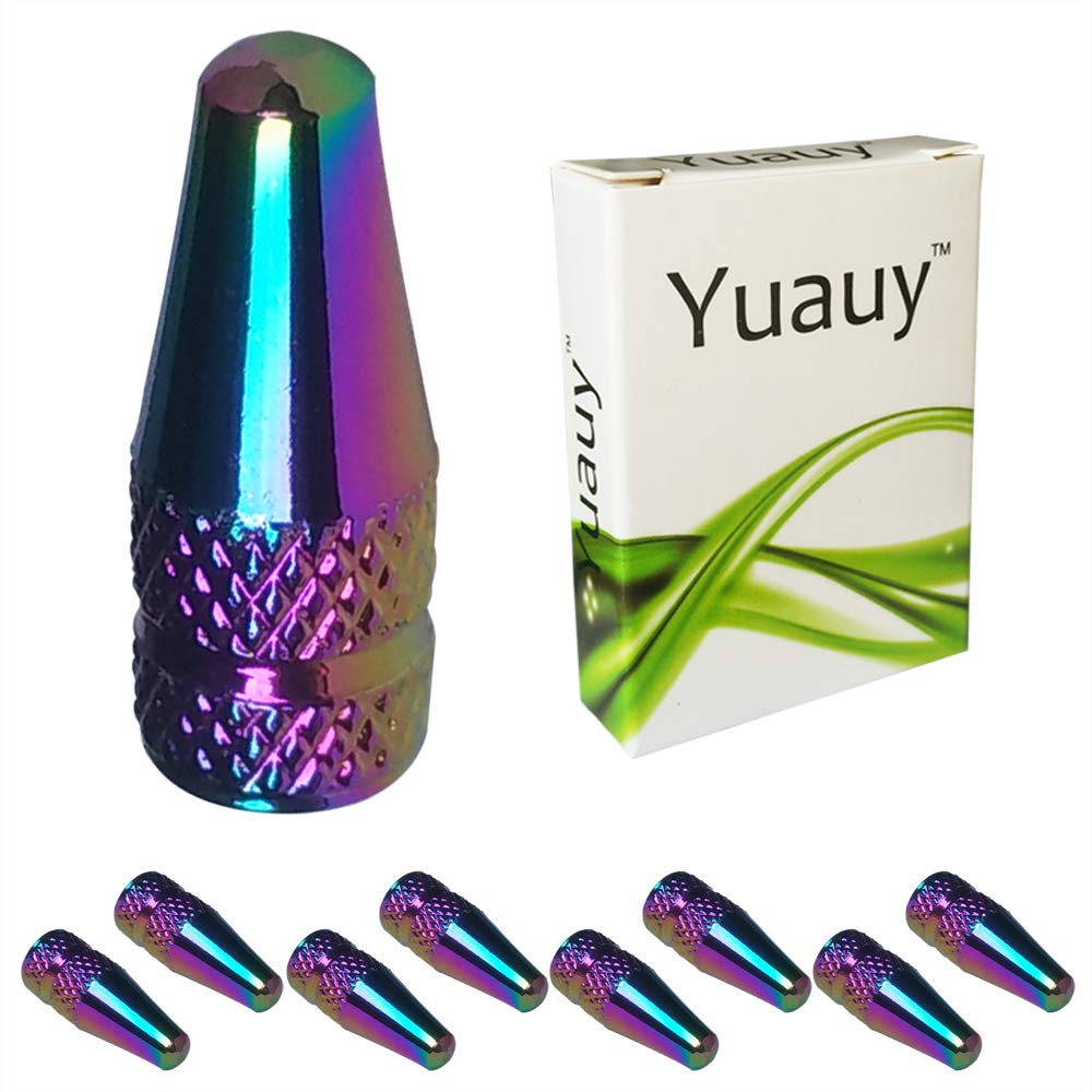 Yuauy 8 Pcs Fantasy Colorful MTB PRESTA Bike Bicycle Road Racing Coloured Metal Anodized Machined Aluminum Alloy Tire French Style Valve Cap Dust Covers