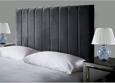 Portland Lined Headboard 2FT6 Small Single Velvet Black 24 inch Height