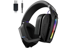 Black Shark Wireless Gaming Headset, Bluetooth 6.0 Gaming Headphones with USB and Type-c Connector, 7.1 Surround Sound for PC