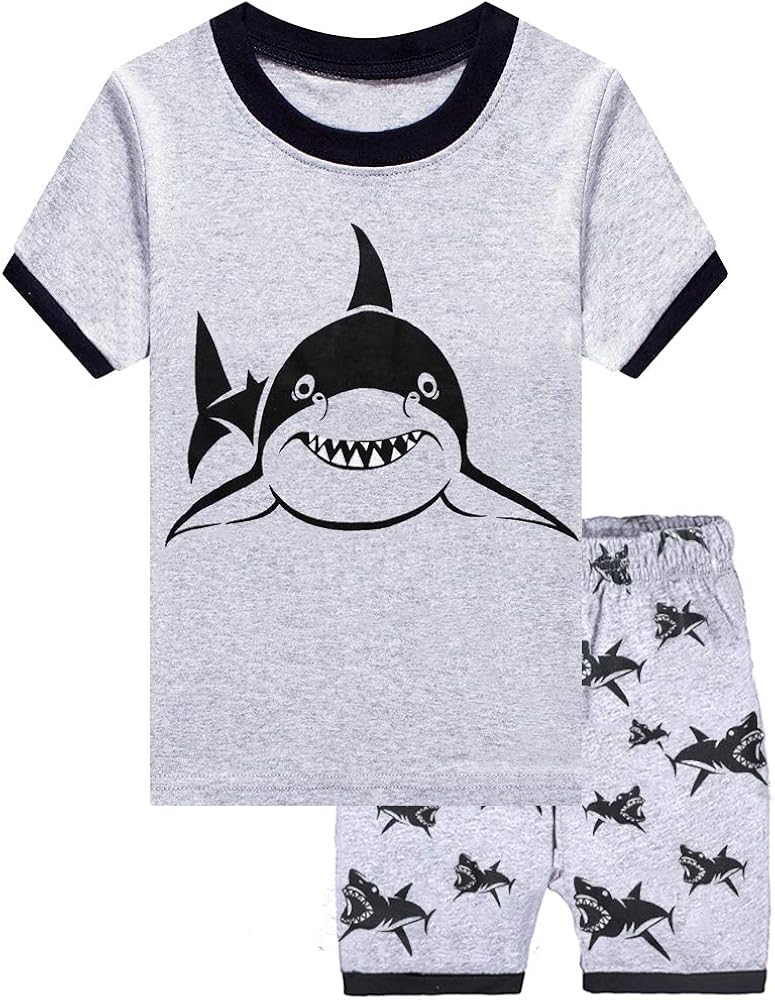 Toddler Boys Pajamas Fire Truck 100% Cotton Kids Summer Short Sets Dinosaur Glow in Dark Airplane PJS Set 2-7 T