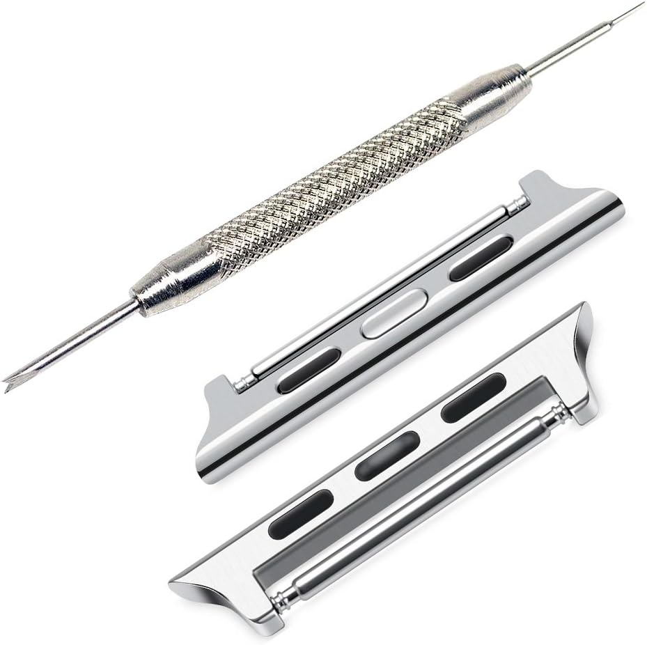 Aottom Connectors for Apple Watch Adapter 22mm Watch Lugs Stainless Steel Metal Apple Watch Connector Band Clasp Adaptor Links with Spring Bar Bumper Adapter for 38mm/40mm iWatch Series 5/4/3/2/1