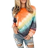 Famulily Womens Tie Dye Sweatshirt Casual Long Sleeve Crewneck Pullover Shirts S-XXL