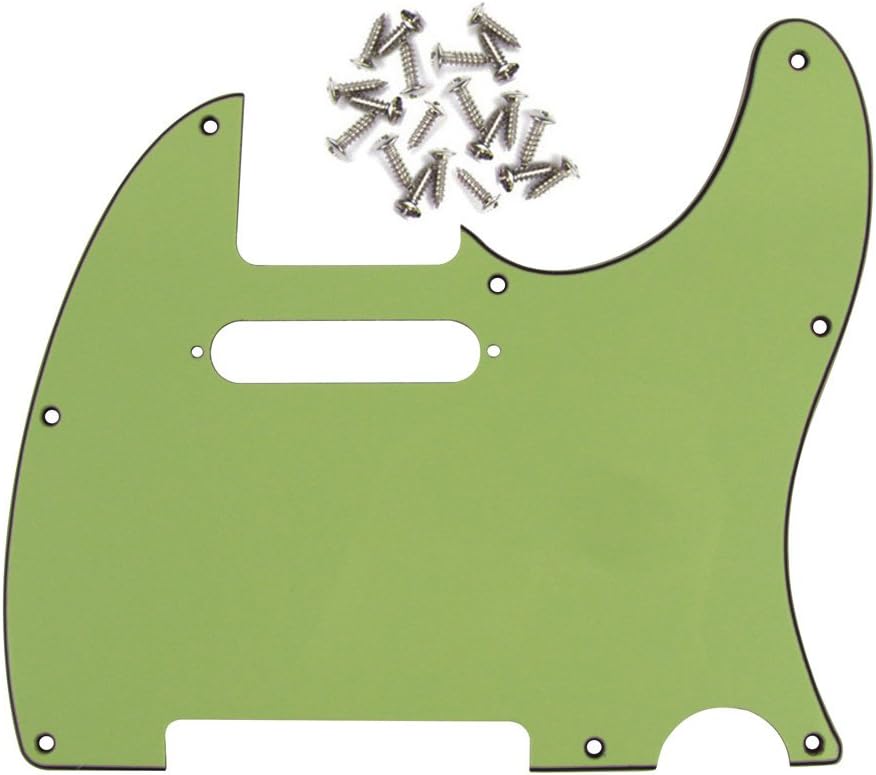 FLEOR 8 Hole 3Ply Mint Green TL Pickguard Single Coil Neck Hole Cut Guard Plate with Mounting Screws for U.S./Mexican Standard TL TE Plate Replacement