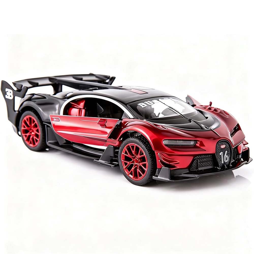 TGRCM-CZ Bugatti Vision GT Supercar 1/32 Zinc Alloy Die Casting Pull Back Car Model Toy Sound and Light for Boy Girl Gift (red)