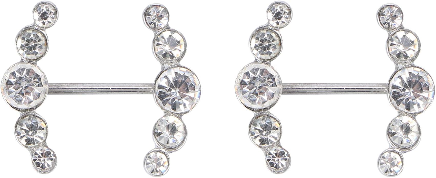 Holibanna 1 Pair Women White Rhinestone Nipples Rings Shiny Breast