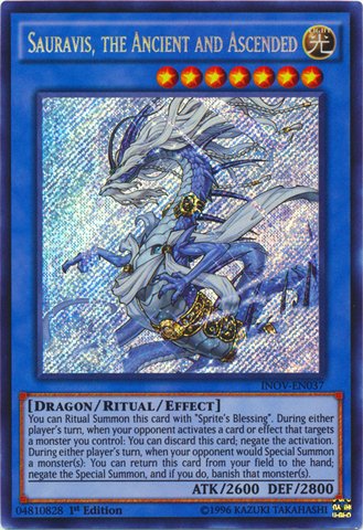 Yu-Gi-Oh! - Sauravis, the Ancient and Ascended (INOV-EN037) - Invasion: Vengeance - 1st Edition - Secret Rare