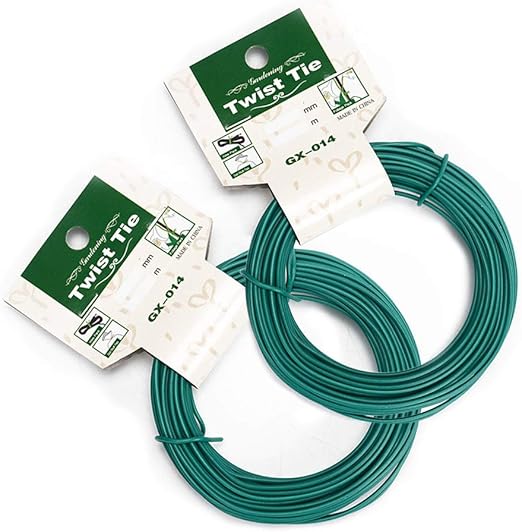 2PCS 1.8mm x 15m Garden Plant Ties Soft Green Garden Wire for Climbing