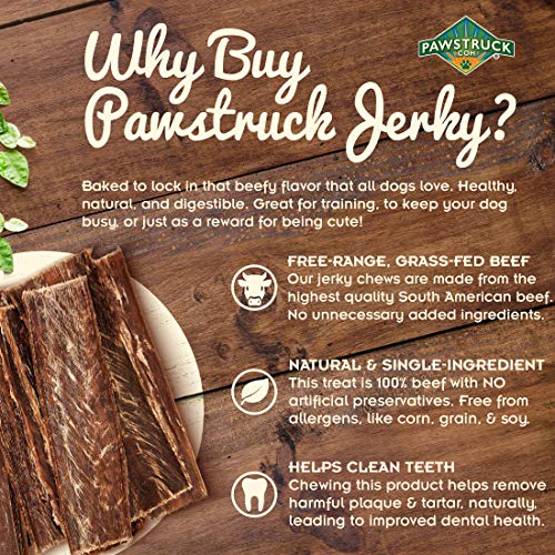 Dog Jerky Treats (5"-6" Strips, 15 Pack) Joint Health 100% Beef Chews - Bulk, Gourmet Gullet Straps - Naturally Rich in Glucosamine & Chondroitin - Promotes Healthy Joints by USA Company