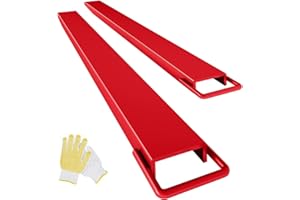 FinerFurnis Heavy Duty Steel Forklift Fork Extensions – 72" x 4.5", Red, 1 Pair, Fits 4.3-4.5" Forks, Includes Gloves, Tool-F
