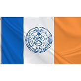 HVATLTL New York City Flag 3x5FT,Heavy Duty 100D Polyester Flag, Vivid Colors,Flags Banners with 2 Brass Grommets for Indoor Outdoor. (New York, 3x5ft)
