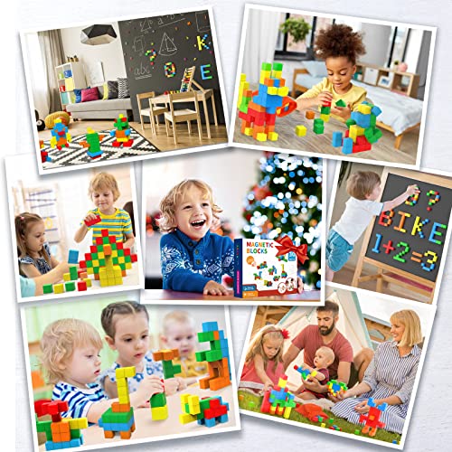 Hiwawind Magnetic Blocks, Toddler Toys for 3 4 5 Year Old Boys Girls, Stem Preschool Learning Magnet Sensory Toys and Gifts for Kids Building Blocks Cubes for Toddlers 3-5