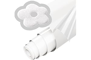 JAVIGA White Puff Vinyl Heat Transfer, 10" x 6ft White Iron on Vinyl Roll for Cricut, All Cutting Machine and Heat Press