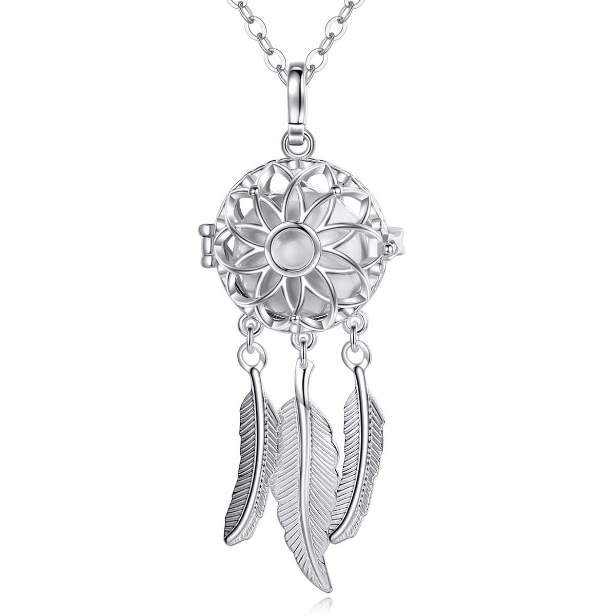 EUDORA Harmony Dreamcatcher Necklace, with Music Chime Ball Locket Pendant Necklace for Women Girls Ladies Nice jewelry Gift, 30"+45" Chain