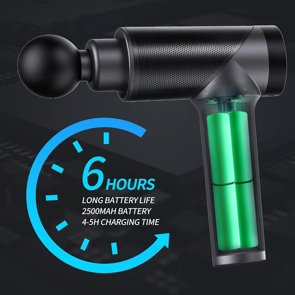 Massage Gun, Handheld Electric Deep Tissue Body Muscle Massager, Cordless, High Intensity Vibration Massage Device with 6 Speed: Health & Personal Care