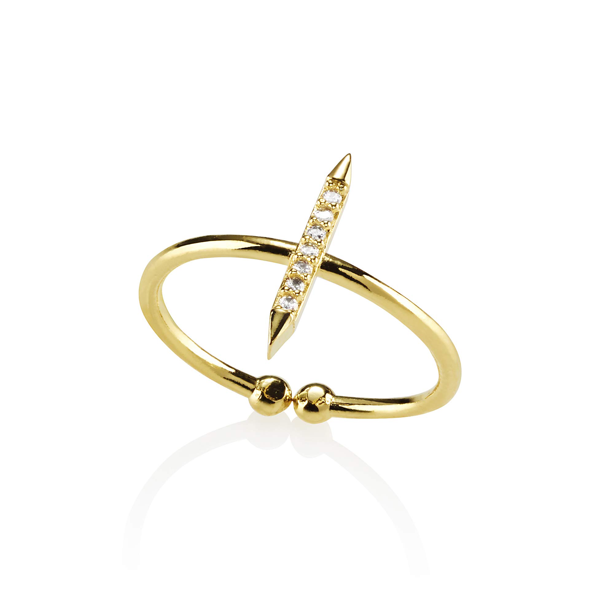 namana Dainty Bar Ring for Women with Cubic Zirconia. Open Rings Set with Cubic Zirconia. Adjustable Rings for Women. Womens Gold Ring Set with Zirconia. Gold Rings for Women with GiftBox