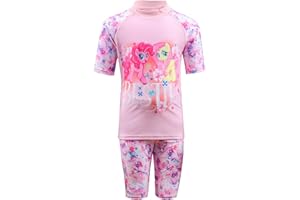 Julysand Toddler Girls Rash Guard Sets Pink My Little Pony Swimsuit Short Sleeve Two Piece Swimwear Sun Protection Suit