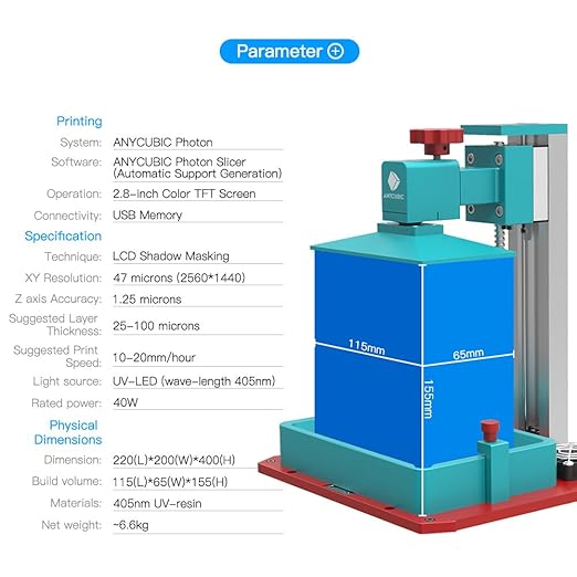 Anycubic Photon Uv Lcd 3d Printer Assembled Innovation With 2 8 Smart Touch Color Screen Off Line Print 4 53 L X 2 56 W X 6 1 H Printing Size Amazon Com Industrial Scientific
