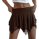 Women Y2k Lace Mini Skirt Low Rise Ruffle Half Slip Skirt Flowy Pleated Layered Tiered Short Skirt Streetwear