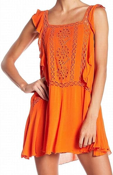 orange crochet dress