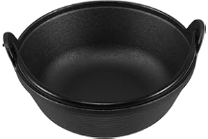 GALPADA Cast Iron Sukiyaki Pot Japanese-style Cooking Pot 19cm Thickened Iron Cauldron for Japanese Stews and Outdoor Cooking