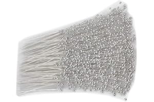 canjoyn 100 Stems Pearl Sticks Beading on Wire Stems for DIY Garland Bridal Wedding Pearl Bouquet Home Party Decor Craft (Silver)