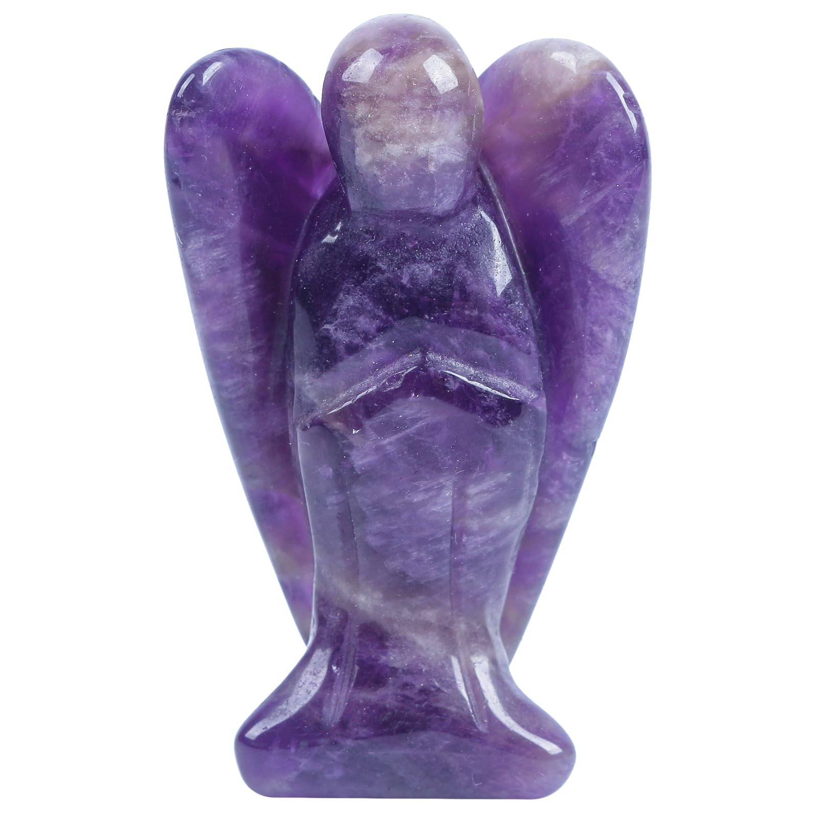 Lovionus89 Natural Amethyst Guardian Angel Statue, 5 cm Hand Carved Stone Healing Crystal Bag Figurines Decoration