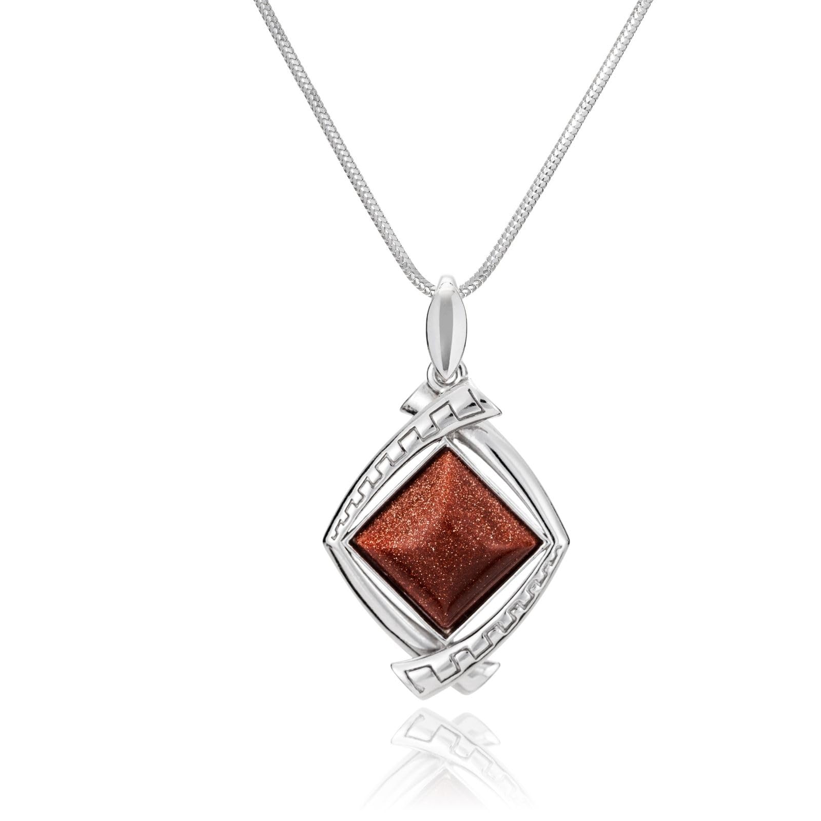 STERLL Massive Necklace With Shimmering Rhombus Pendant And Adjustable Silver Snake Chain