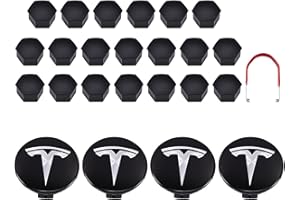 THINND 4pcs Car Hub Centre Caps for Tesla Model 3 Y S X,Wheel Hub Caps Centre Cover Emblem Badge Sticker Waterproof DustProof Styling Accessories,A/Black Silver