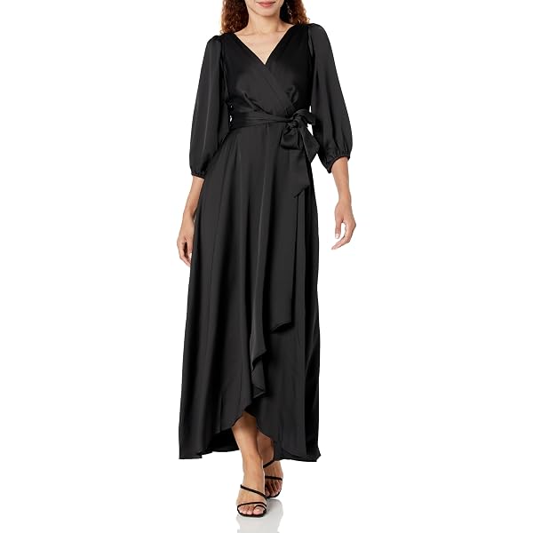 DKNY Womens Chiffon 3/4 Sleeve Faux Wrap Dress at Amazon Women's Clothing  store