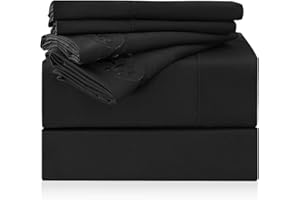 LONAVA Twin XL Size Sheet Set - 4 Piece Hotel Luxury Wrinkle-Free Microfiber Sheet, Oeko-TEX Certified, Breathable & Elastic, 16" Deep Pockets, Very Black