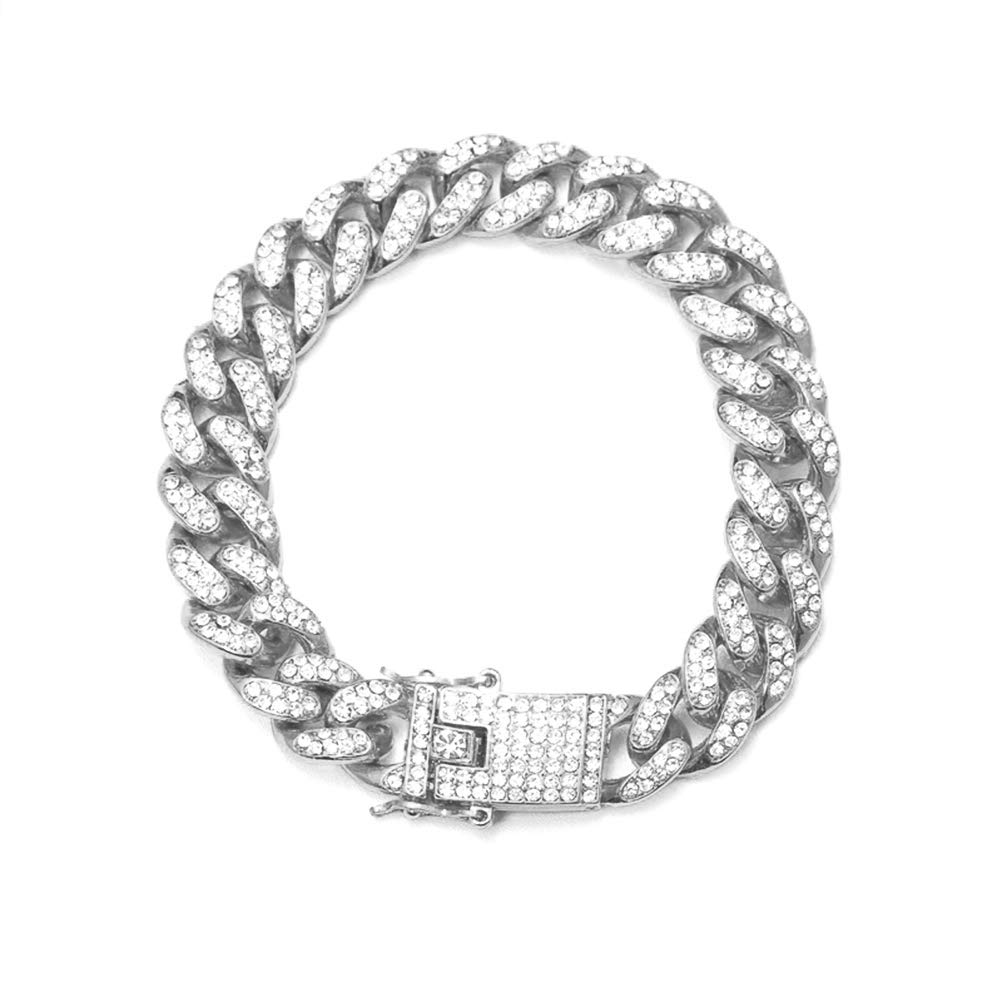 Einsgut Hip Hop Bracelet Seed Gold Plated Hip Hop Iced Out Diamond Miami Cuban Link Chain Bracelet for Men and Women