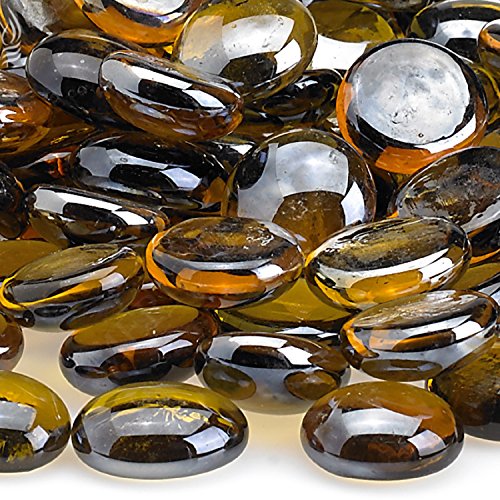 American Fireglass Fire Beads Fireplace Glass and Fire Pit Glass, 10-Pound, Caramel Luster