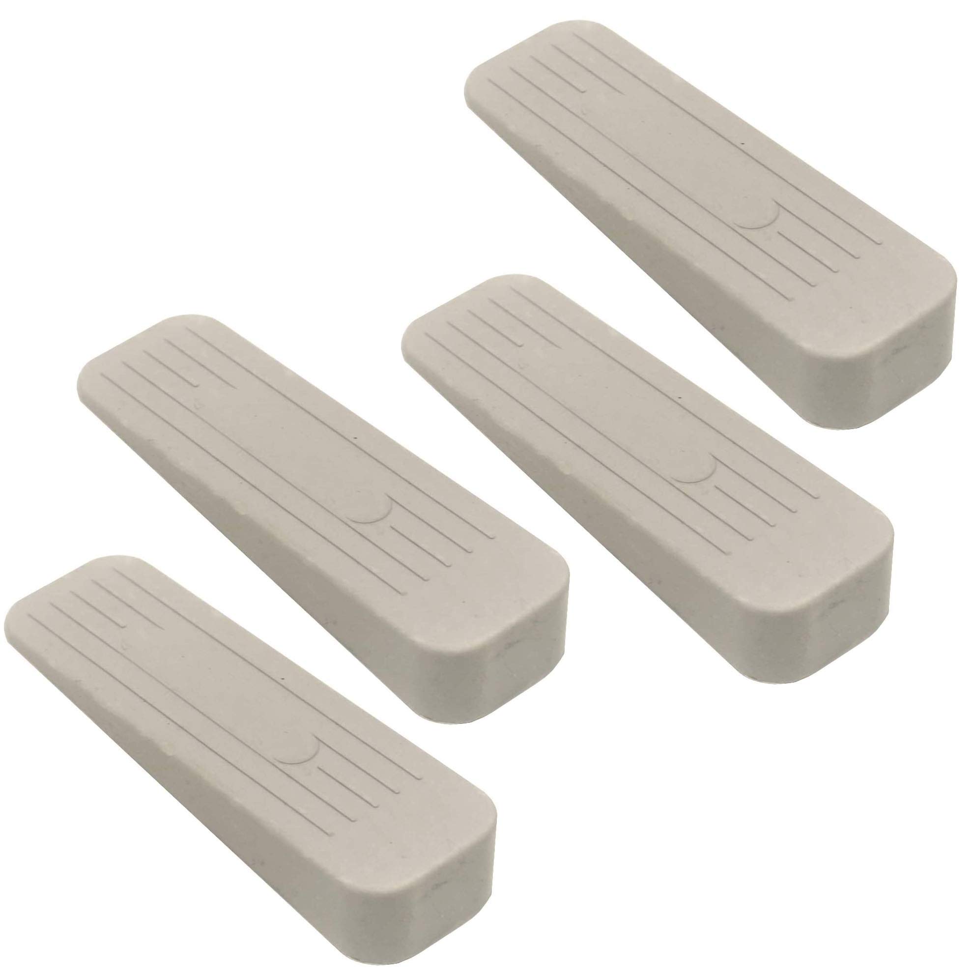 fiXte 4 Pack of Deluxe Heavy Duty Non-Slip Rubber Door Wedge Stopper, Light Grey/Cream