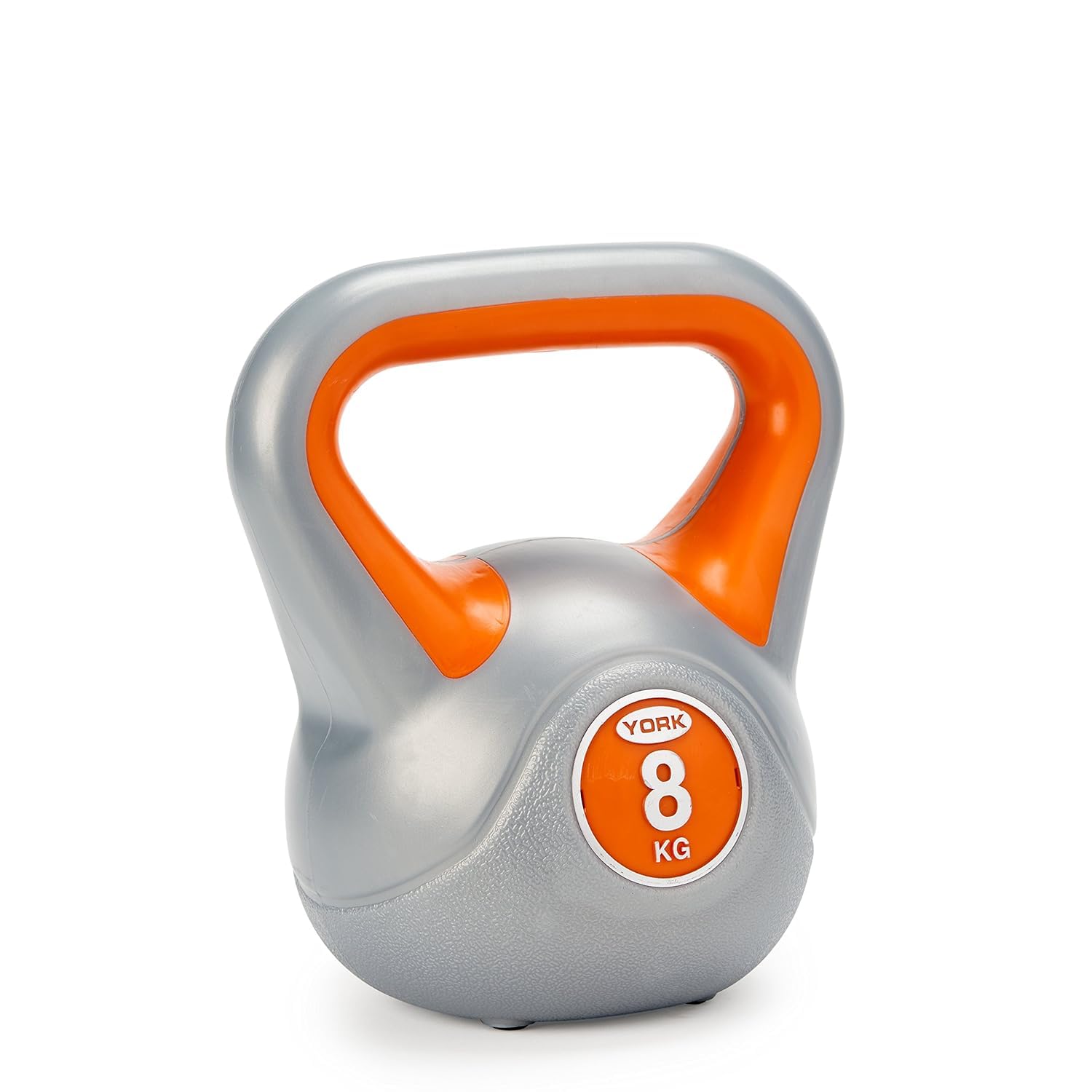 York Fitness Vinyl Kettlebell 8kg - Home Gym Equipment Perfect for Bodybuilding Weight Lifting Training Kettlebell, Orange