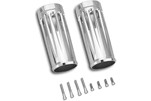 TOPRAMETAL 49mm Fork Slider Boots Cover for Harley Touring, FLHR, FLHX, Ultra Limited Low, CVO Street Glide, Bagger (Chromed, +2'' Deep style)