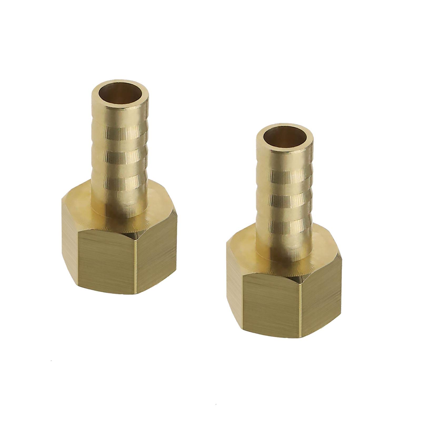 YINETTECH 2Pcs 8mm Barb to 1/4 Inch BSP Female Thread Brass Coupler Connectors Barbed Pipe Joint Adapter For Fuel Air Gas Water Oil
