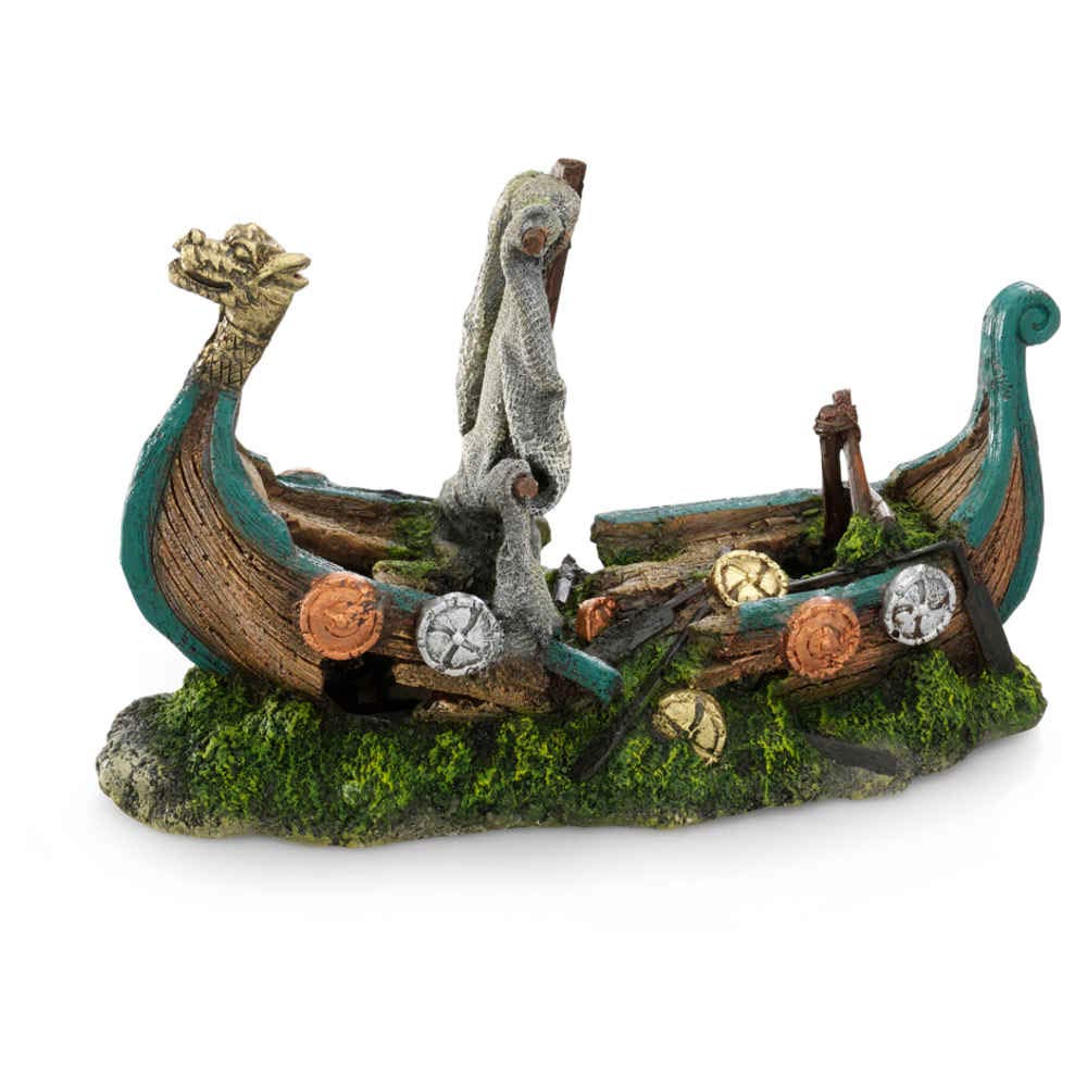 Aqua Della Viking Boat Aquarium Decoration, 25.5 x 10.5 x 16.5 cm