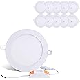 BRILLIHOOD 12W 6-inch Ultra-Thin Round LED Recessed Ceiling Panel Down Light with Driver, 1,000 Lumens, 80W Incandescent Equivalent, Home, Office, Commercial Lighting - Pack of 10, 6000K Cool White