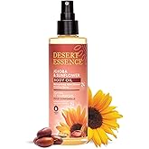 Desert Essence, Jojoba & Sunflower Body Oil Spray, 8.28 fl. oz. - Gluten-Free, Vegan, Cruelty Free - 24hour Moisture, Soothes Skin, Perfect for Sensitive Skin, Illuminating Body Spray