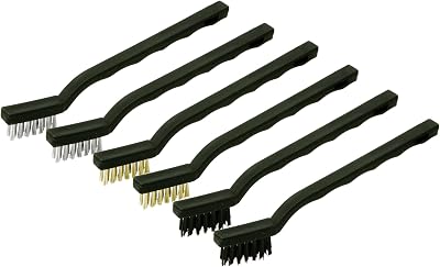 Rolson 42836 6 Piece Wire Brush Set Steel Nylon Brass 175mm Handles