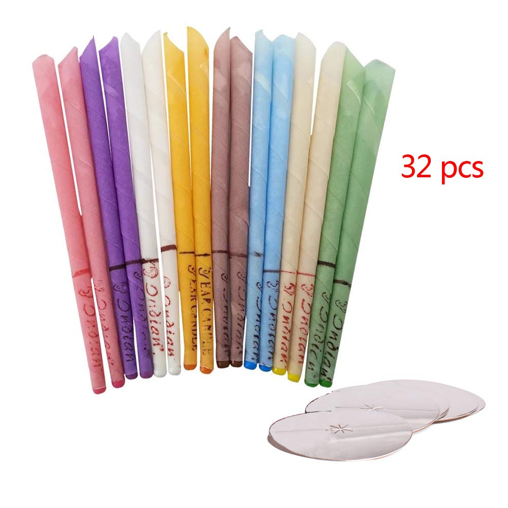 All Natural Ear Candles Beeswax Candling Cones 32 Pcs (8 Colours