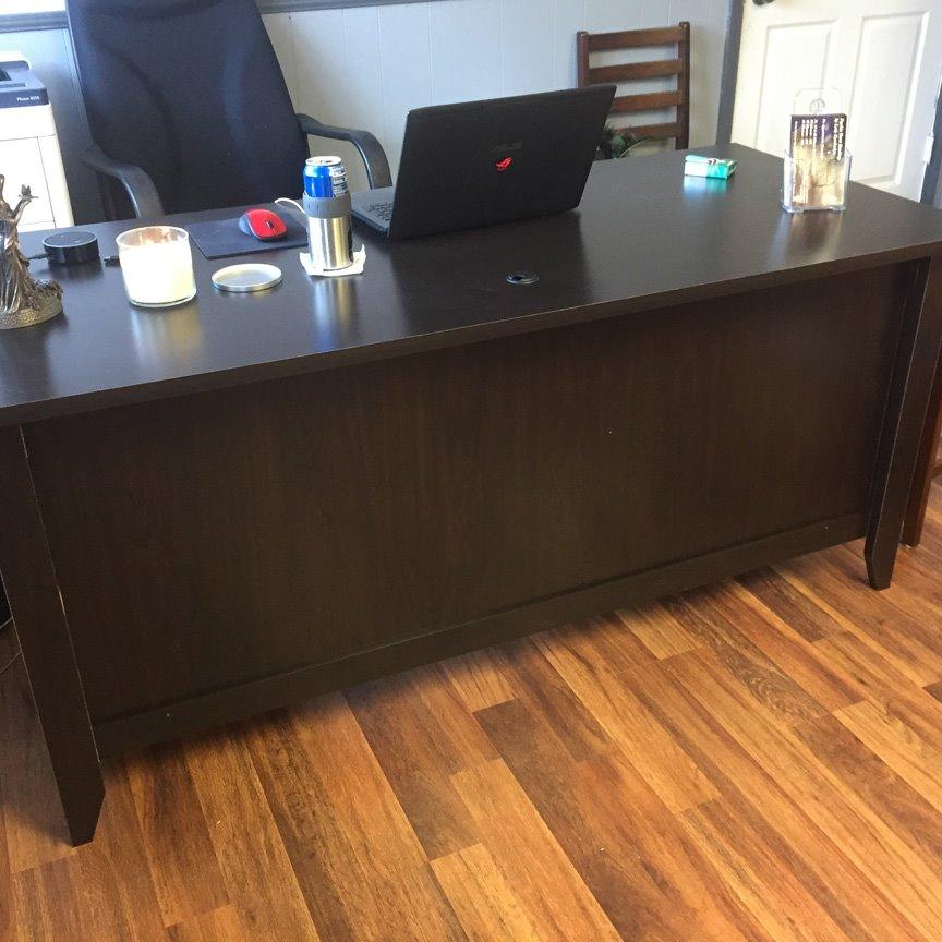 14/mo Finance Sauder Shoal Creek Executive Desk,Jamocha Wood finish Buy Now, Pay Later