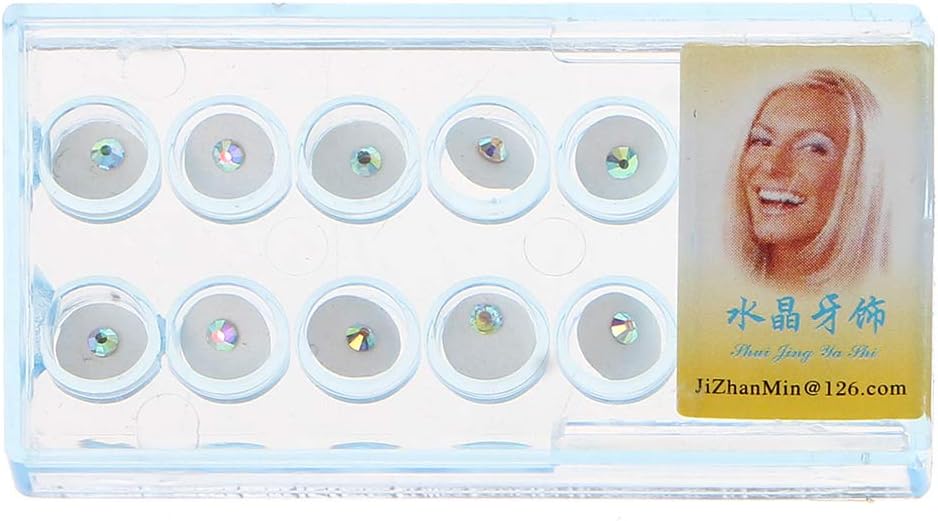 FlYHIGH 10pcs/Box 2mm Dental Colorful Crystal Tooth Fashion Jewelry Gem Decor with Box C