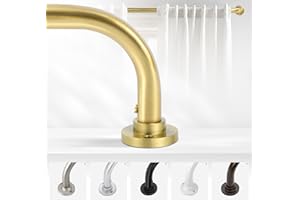 TANGWIN Gold Wrap Around Curtain Rods,Gold Curtain Rods for windows 66 to 120 inch(5.5-10Ft),Adjustable Blackout Curtain Rod,1"Diameter Room Darkening Drapery Rods,Window Curtains Rod 66-120",Brushed Gold