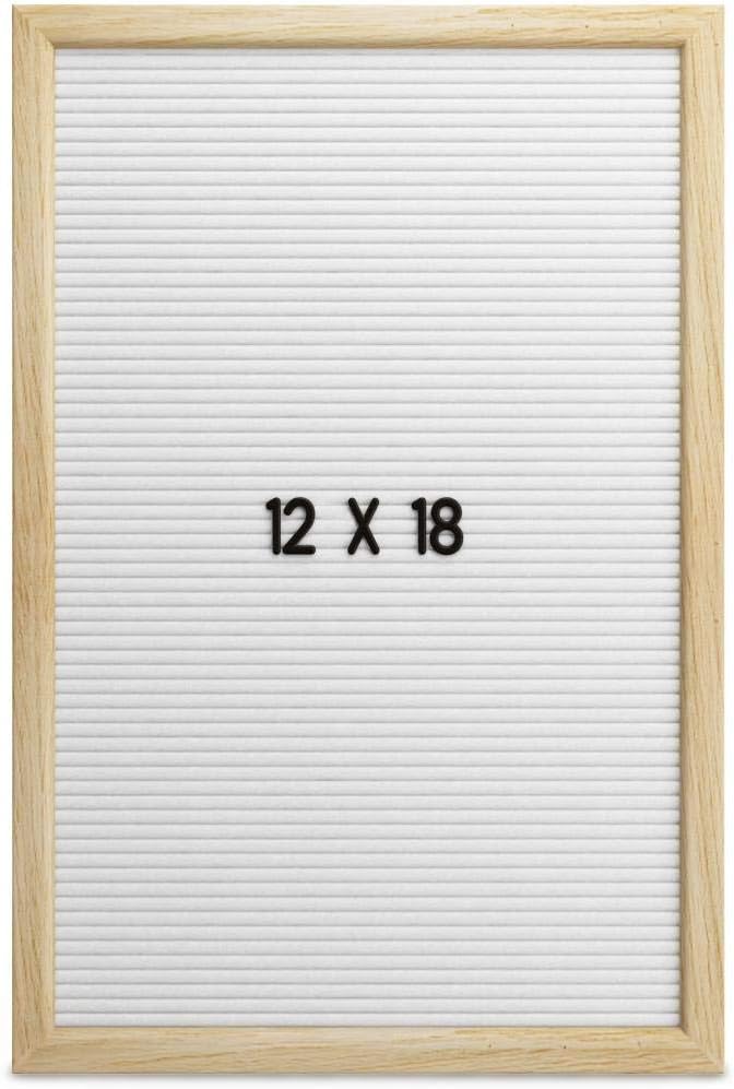 Word up Premium Felt Letter Board (12x18, Oak Frame and White Felt) with 300 3/4" Characters and Emojis and 350 1" Characters