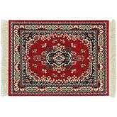 MOPFOL Persian Carpet Style Mouse Pad &ndash; Bohemian Desk Mat with Fringed Edges for Computer Table Decor, Non-Slip Rubber Base 27x18cm(Red)